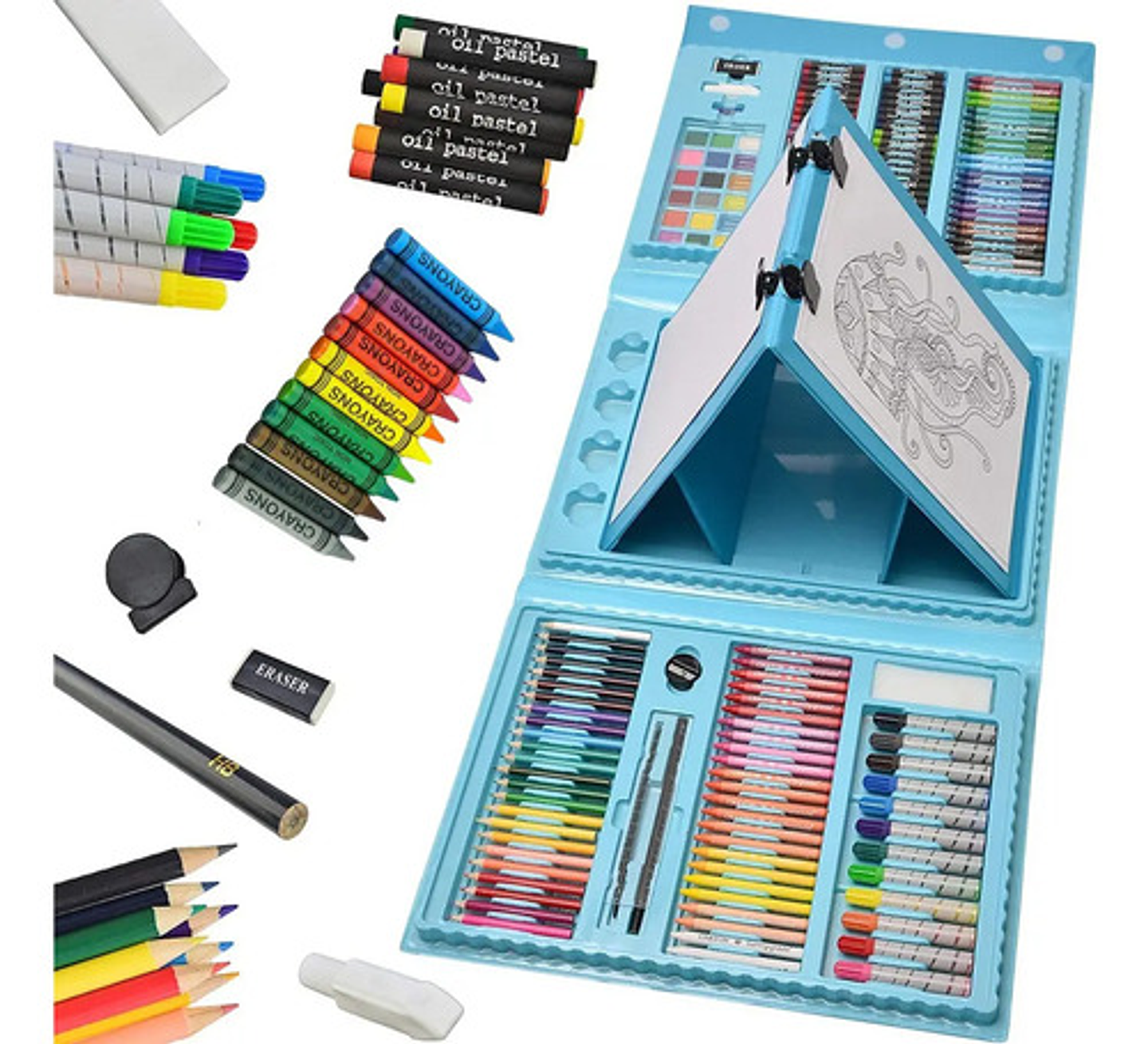 Maletín De Arte Infantil 208 Piezas Con Caballete Y Accesori 3