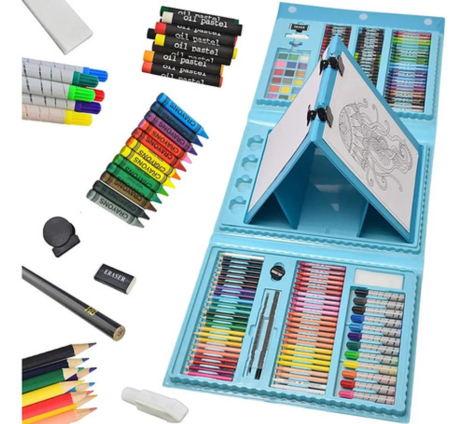 Maletín De Arte Infantil 208 Piezas Con Caballete Y Accesori 3