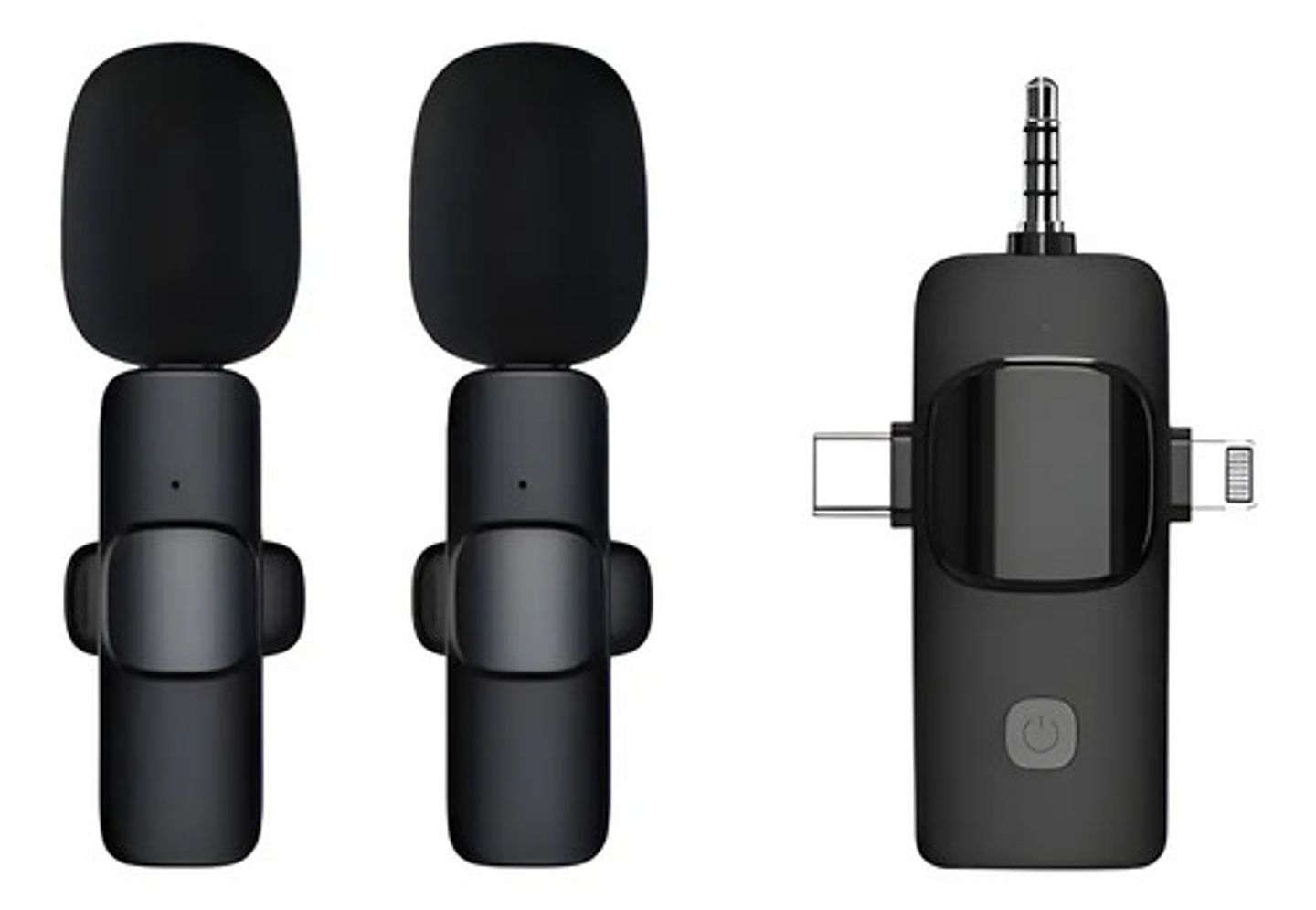Micrófono Lavalier Inalámbrico Thek 3 En 1 iPhone Android Cámaras Negro 1