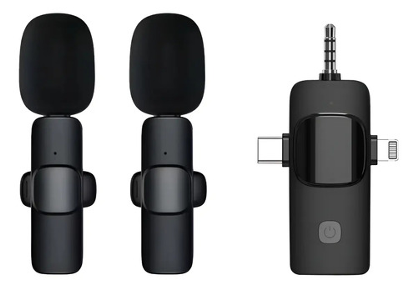 Micrófono Lavalier Inalámbrico Thek 3 En 1 iPhone Android Cámaras Negro 2
