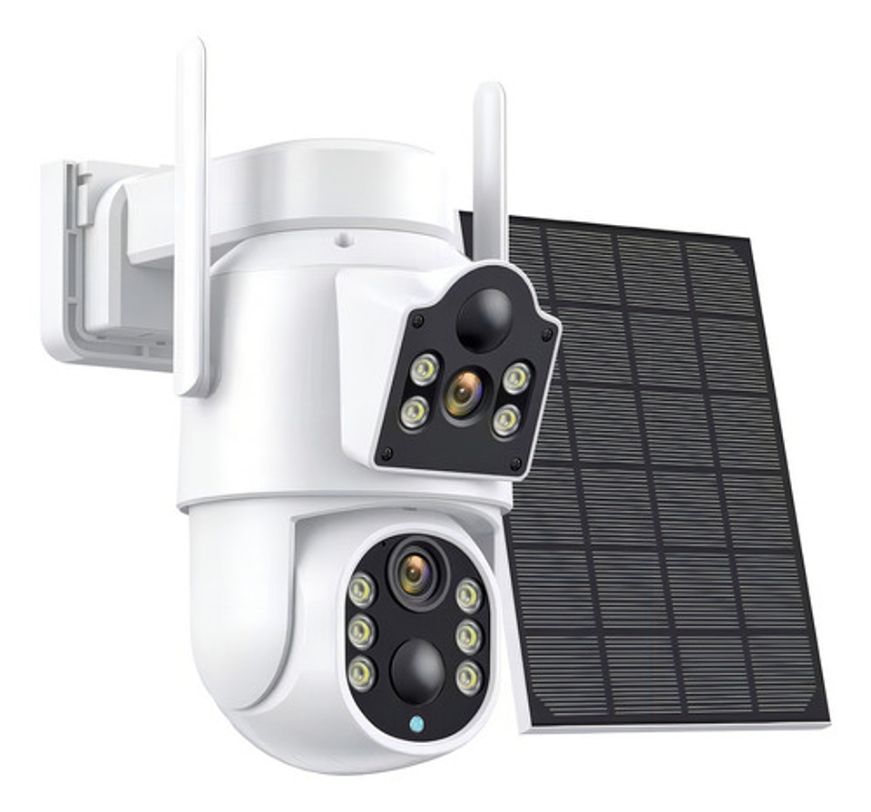 Cámara Solar Exteriores  Fhd Inalámbrica Dual Lente 360grado 1