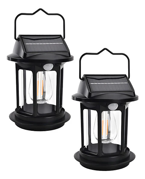 Linterna Solar Recargable Usb Thek Jd-7801 Led Sensor Movimiento Acampar Negro