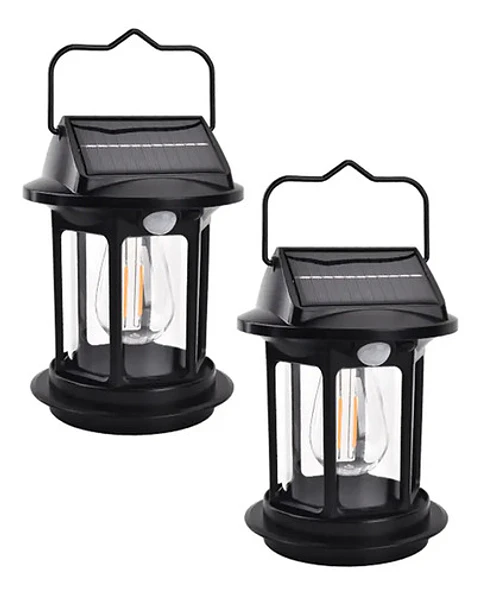 Linterna Solar Recargable Usb Thek Jd-7801 Led Sensor Movimiento Acampar Negro