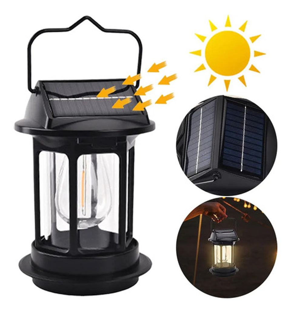 Linterna Solar Recargable Usb Thek Jd-7801 Led Sensor Movimiento Acampar Negro 4
