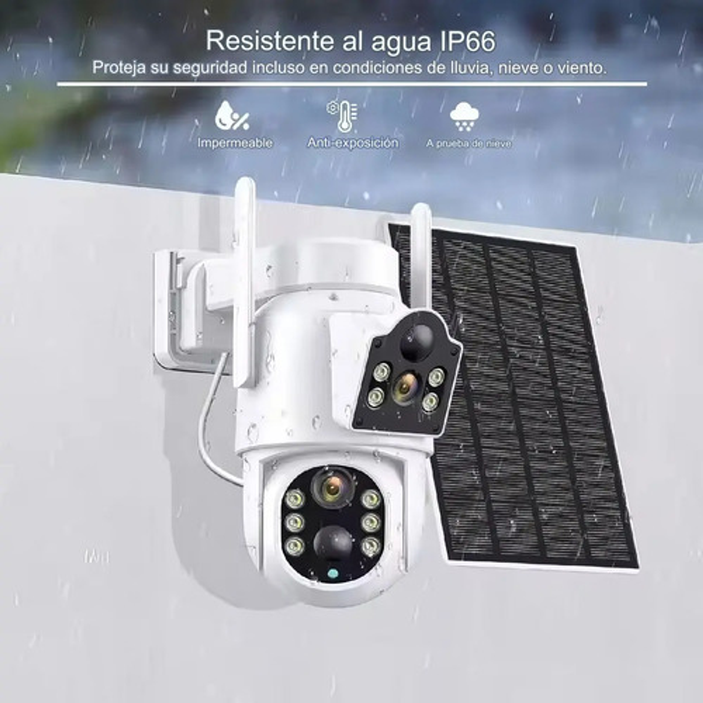 Cámara Solar Exteriores  Fhd Inalámbrica Dual Lente 360grado 3