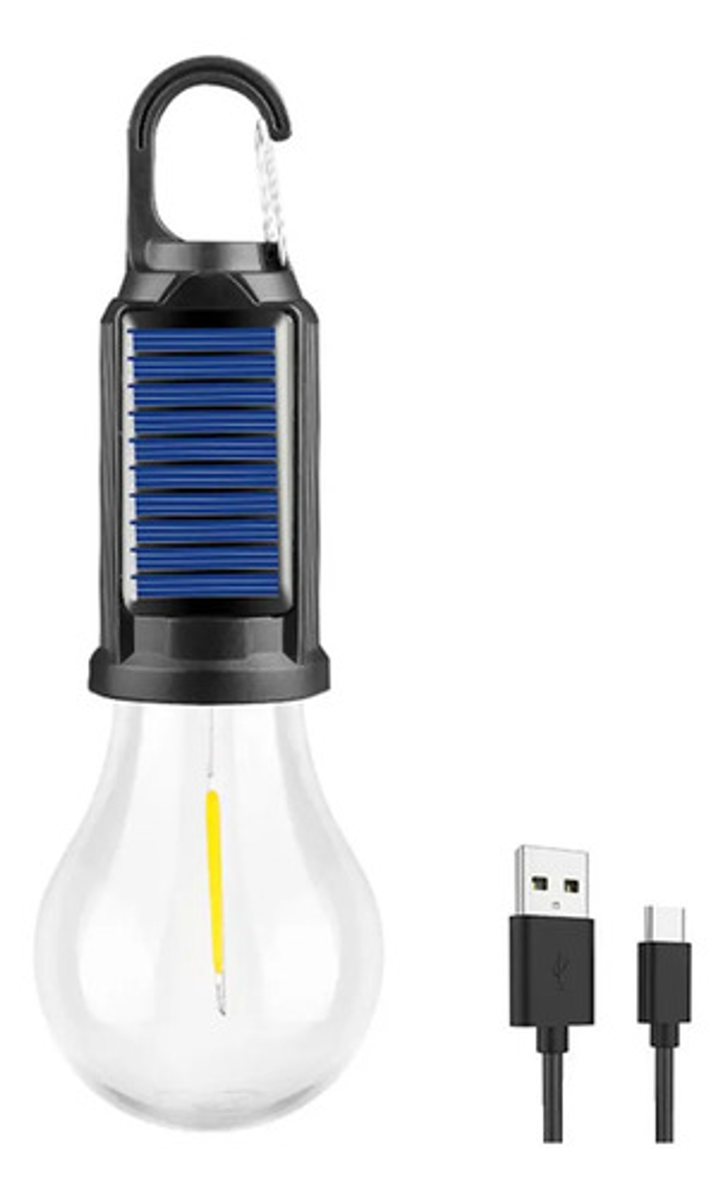 X4 Lampara Solar Usb Camping Ampolleta Led Recargable Negro 2