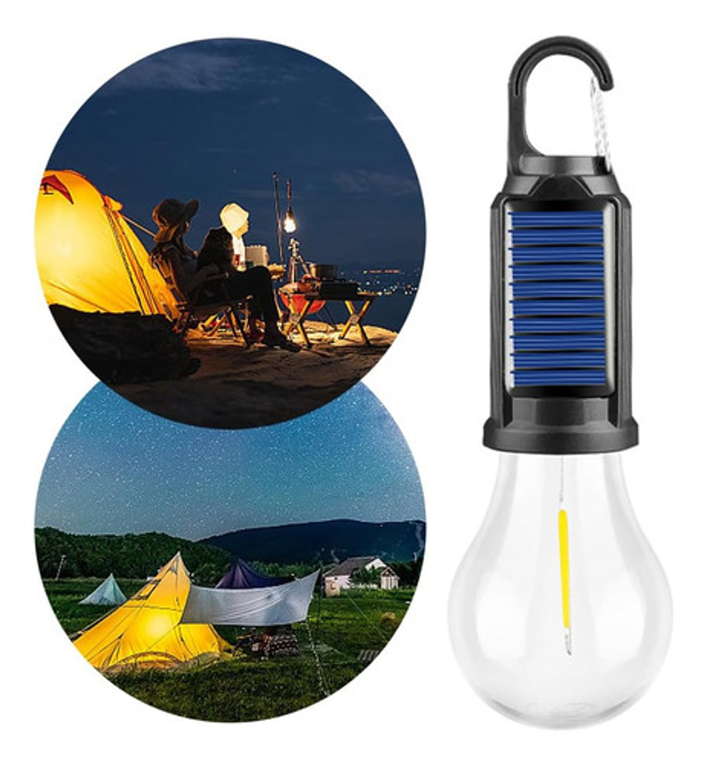 X4 Lampara Solar Usb Camping Ampolleta Led Recargable Negro 11