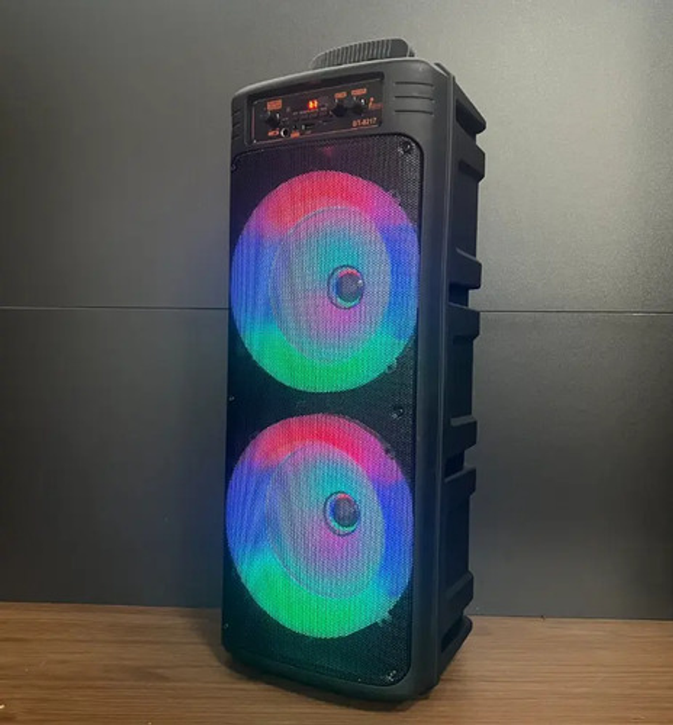 Parlante Bluetooth 8 Pulgadas Bt8217 Luces Led Karaoke Negro 2