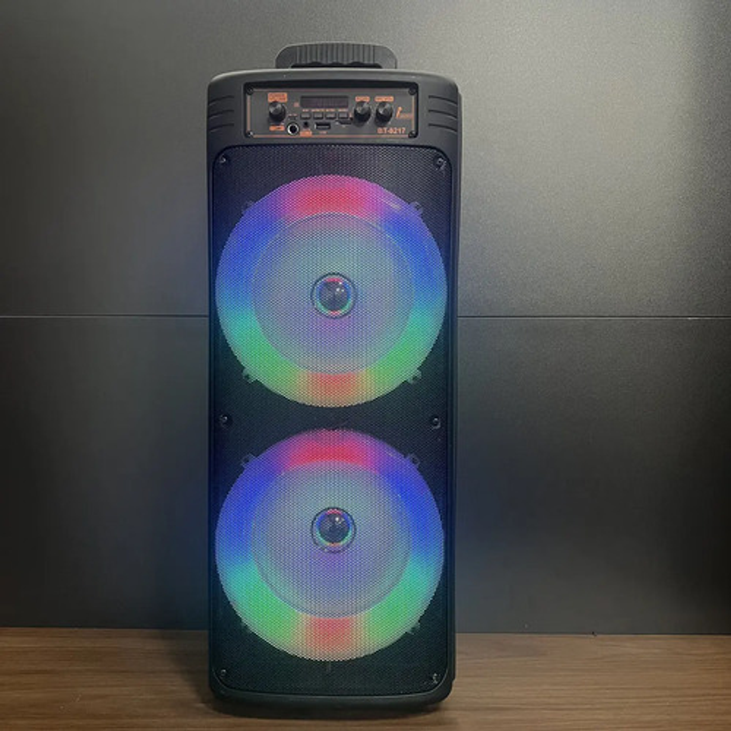 Parlante Bluetooth 8 Pulgadas Bt8217 Luces Led Karaoke Negro 3