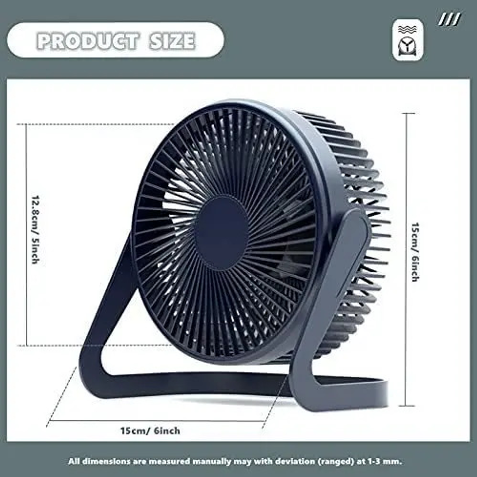 Mini Ventilador De Mesa Usb 6 Silencioso Portátil Ideal Turquesa 2