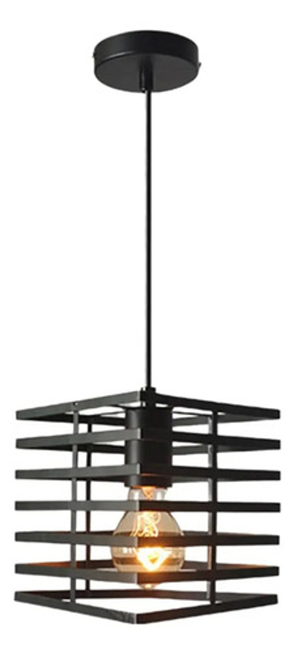 X2 Lámparas Colgantes Vintage Negro Industrial + Foco 6