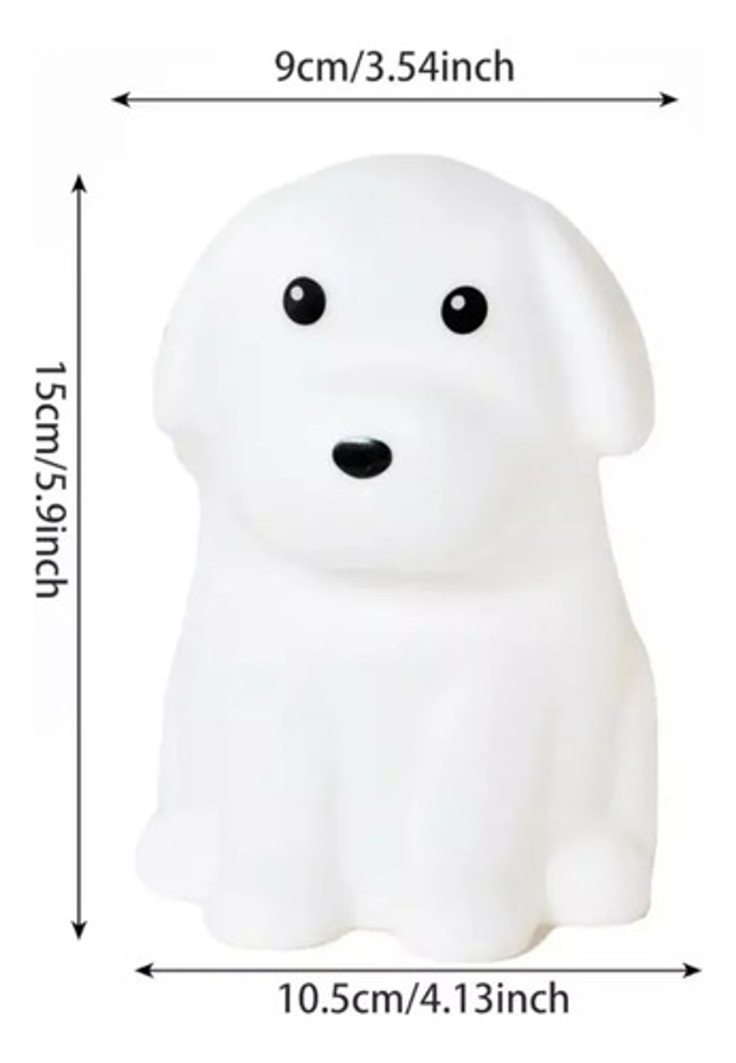 Lámpara Nocturna Infantil En Forma De Perrito 15 Cm Usb Blan 2