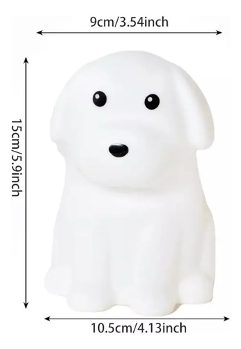 Lámpara Nocturna Infantil En Forma De Perrito 15 Cm Usb Blan 2