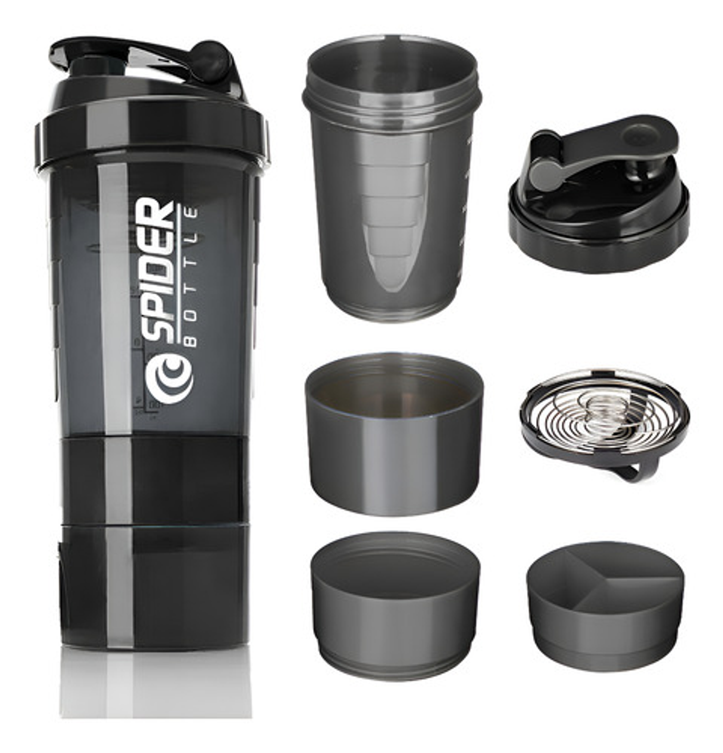 Shaker Proteina Botella Fitness Mezclador Batidos Color Negro 2