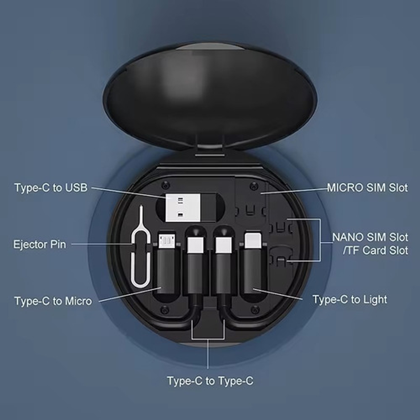 Cable Usb Otg 6 En 1 Tipo C + 3 Adaptadores, Carga Y Datos 5