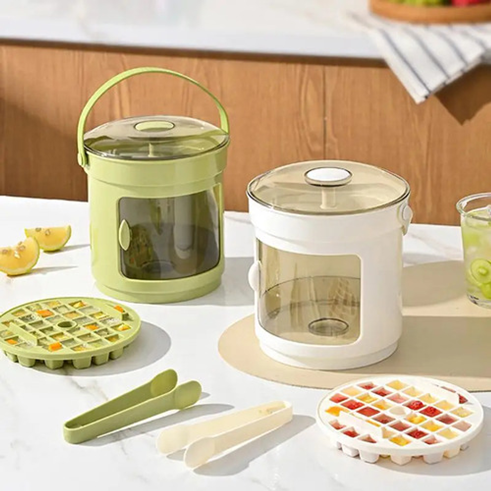 Bandejas Hielo Con Tapa Y Contenedor 36 Cubos Congelador 3