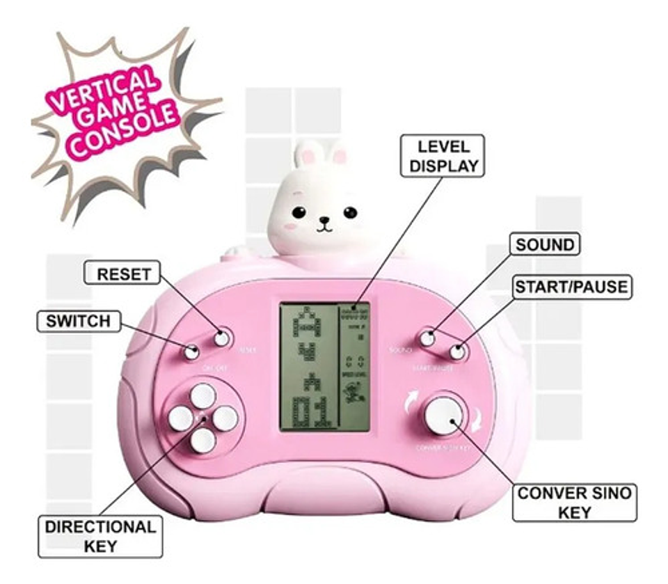 Consola Portátil Infantil Tetris Clásico Animalitos 2