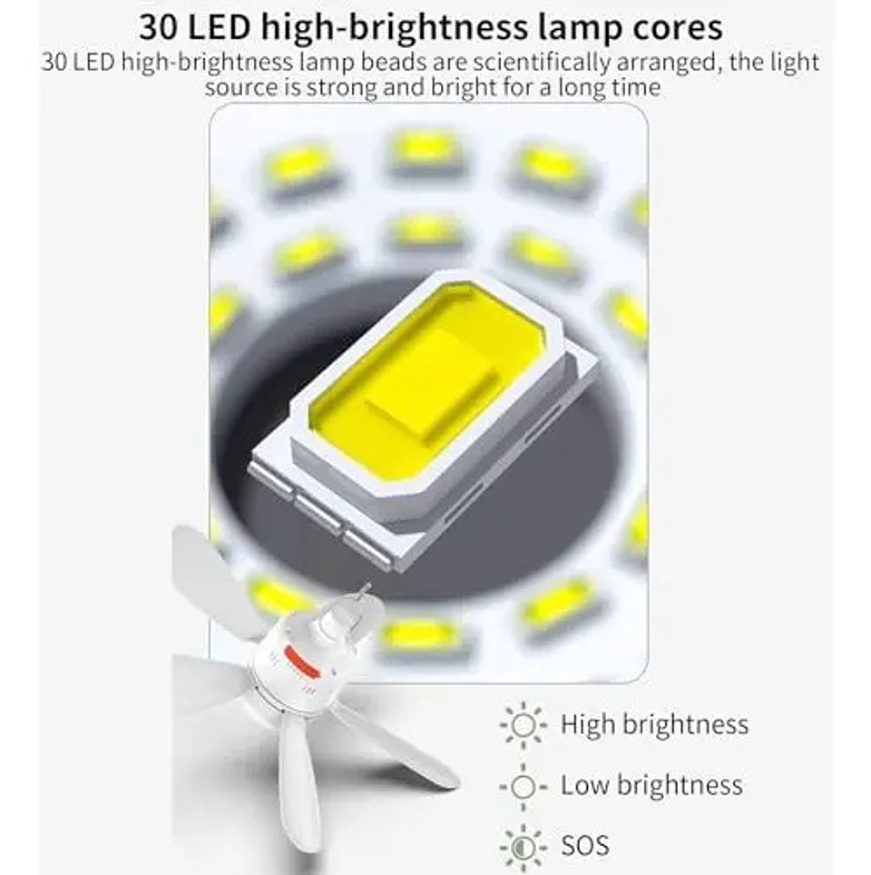 Ventilador Techo Portátil Led Control Remoto Aire Para Campi 6