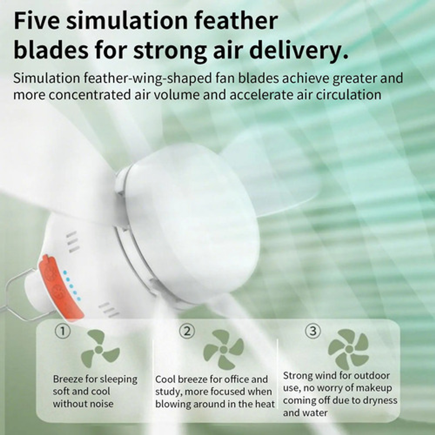 Ventilador Techo Portátil Led Control Remoto Aire Para Campi 8