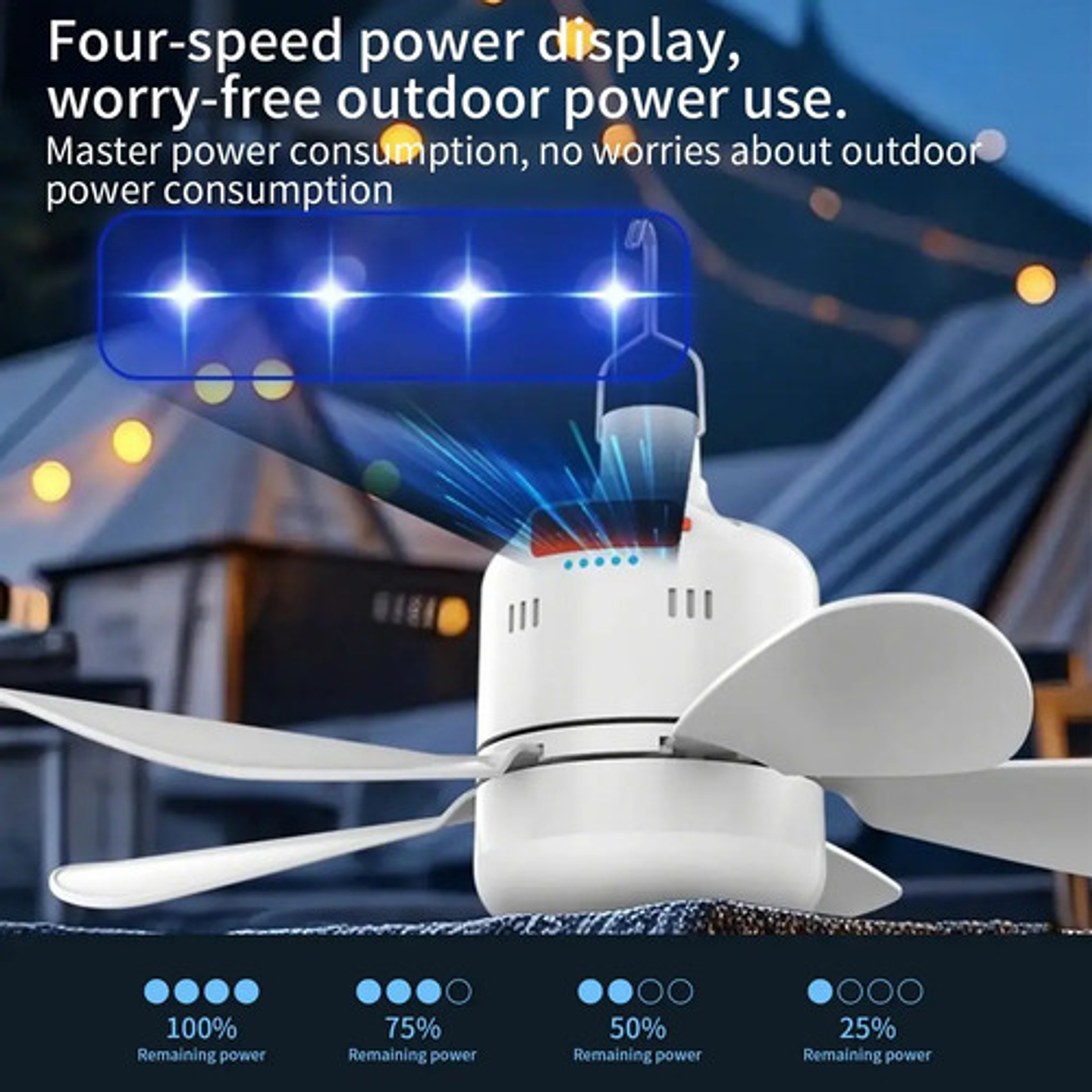 Ventilador Techo Portátil Led Control Remoto Aire Para Campi 9
