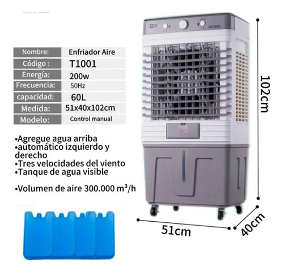 Enfriador Aire Evaporativo Industrial 5000m3 40 L Gris 2
