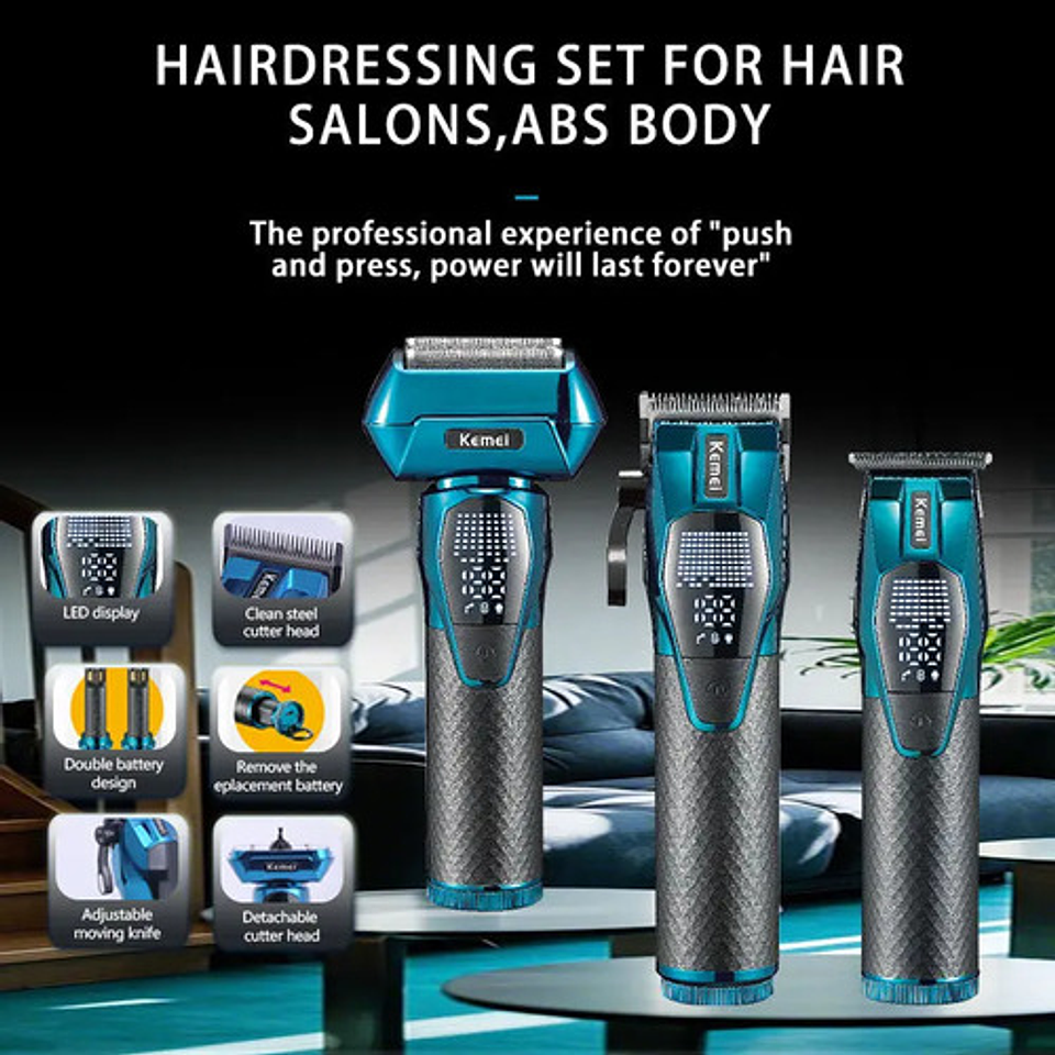 Máquina Afeitar Kemei Recargable 5 En 1 Profesional 6
