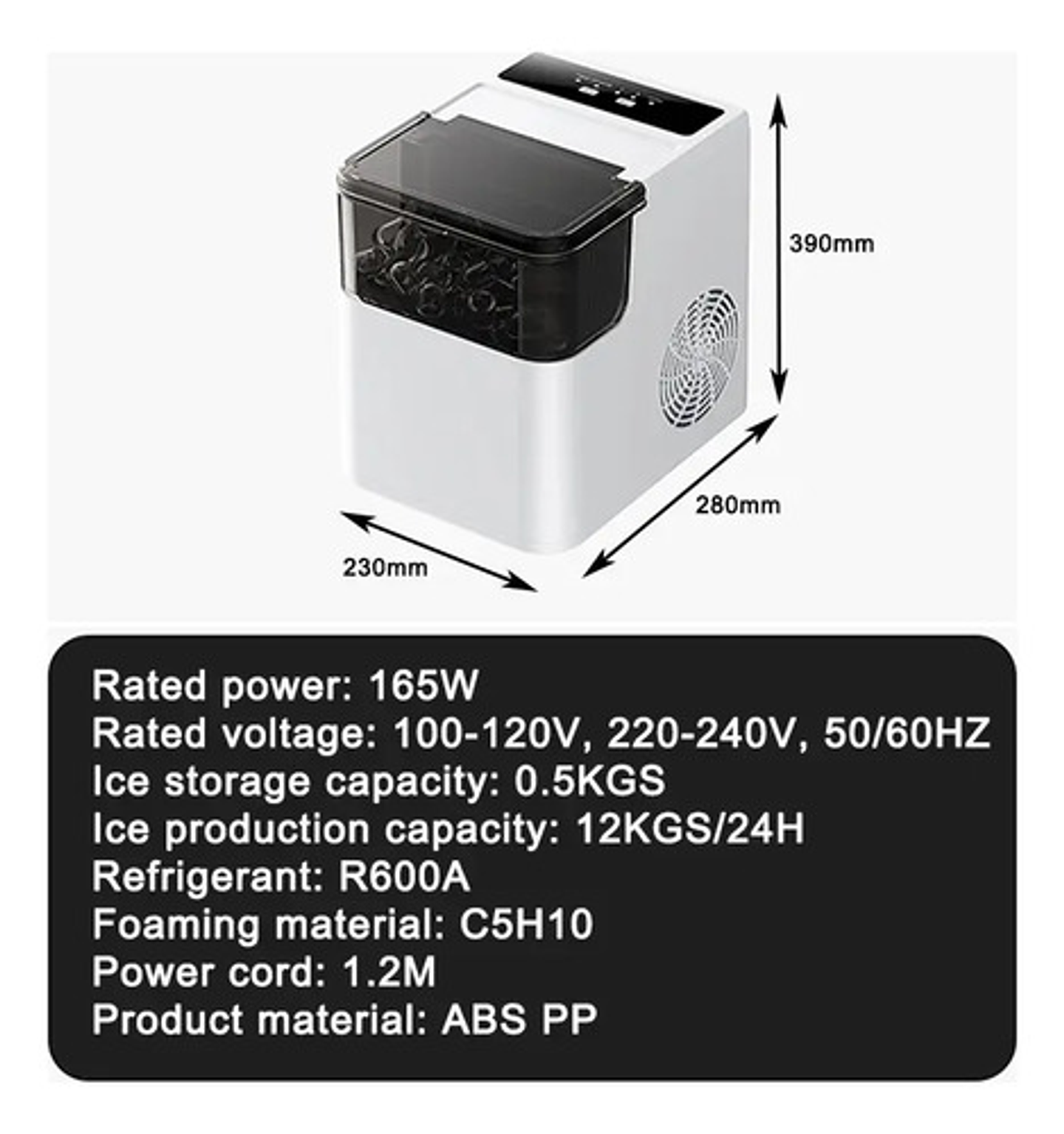 Máquina De Hielo Automática 1.4l Mini Cubitos Encimera 2