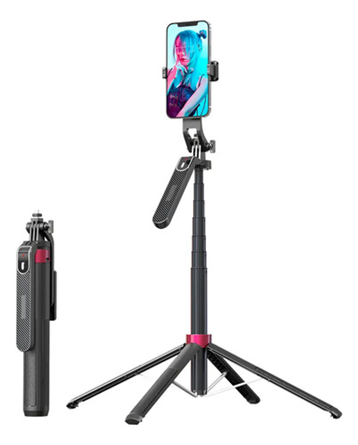 Palo Selfie Teléfono Flexible Luz Led Control Inalámbrico 1