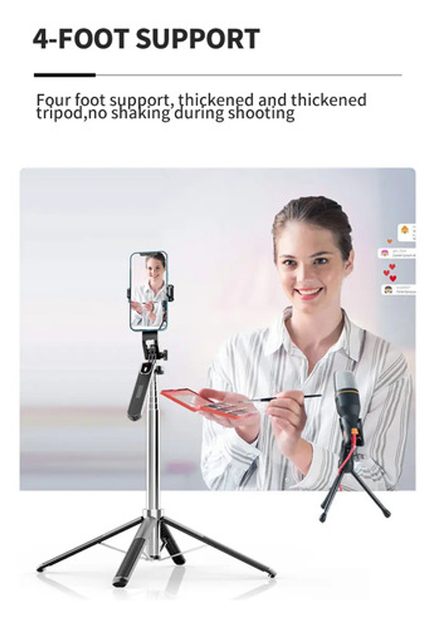 Palo Selfie Teléfono Flexible Luz Led Control Inalámbrico 8