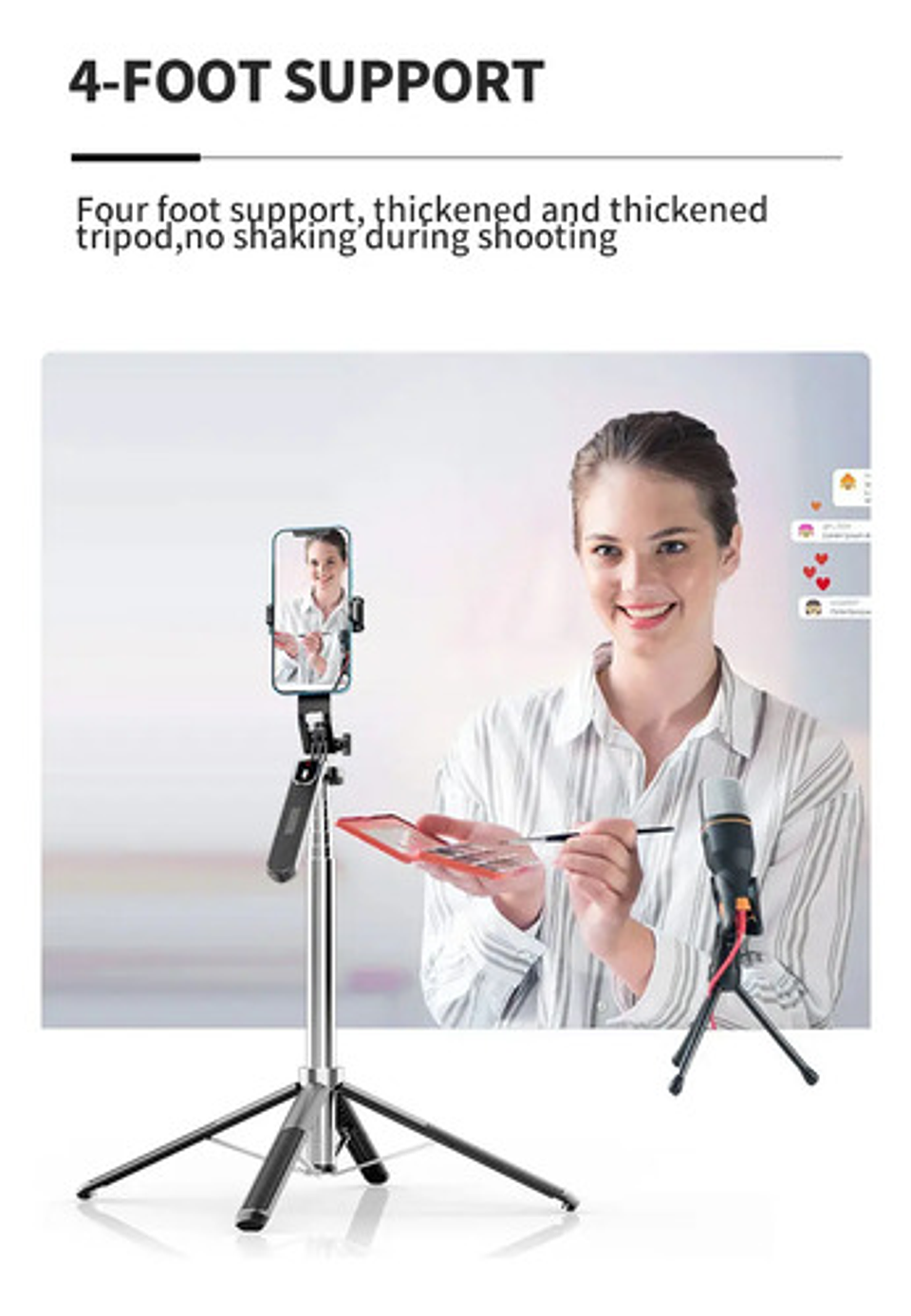 Palo Selfie Teléfono Flexible Luz Led Control Inalámbrico 8