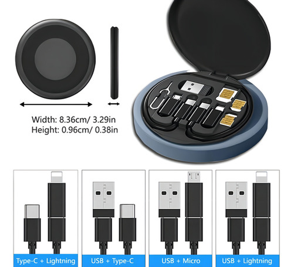 Cable Usb Otg 6 En 1 Tipo C + 3 Adaptadores, Carga Y Datos 4