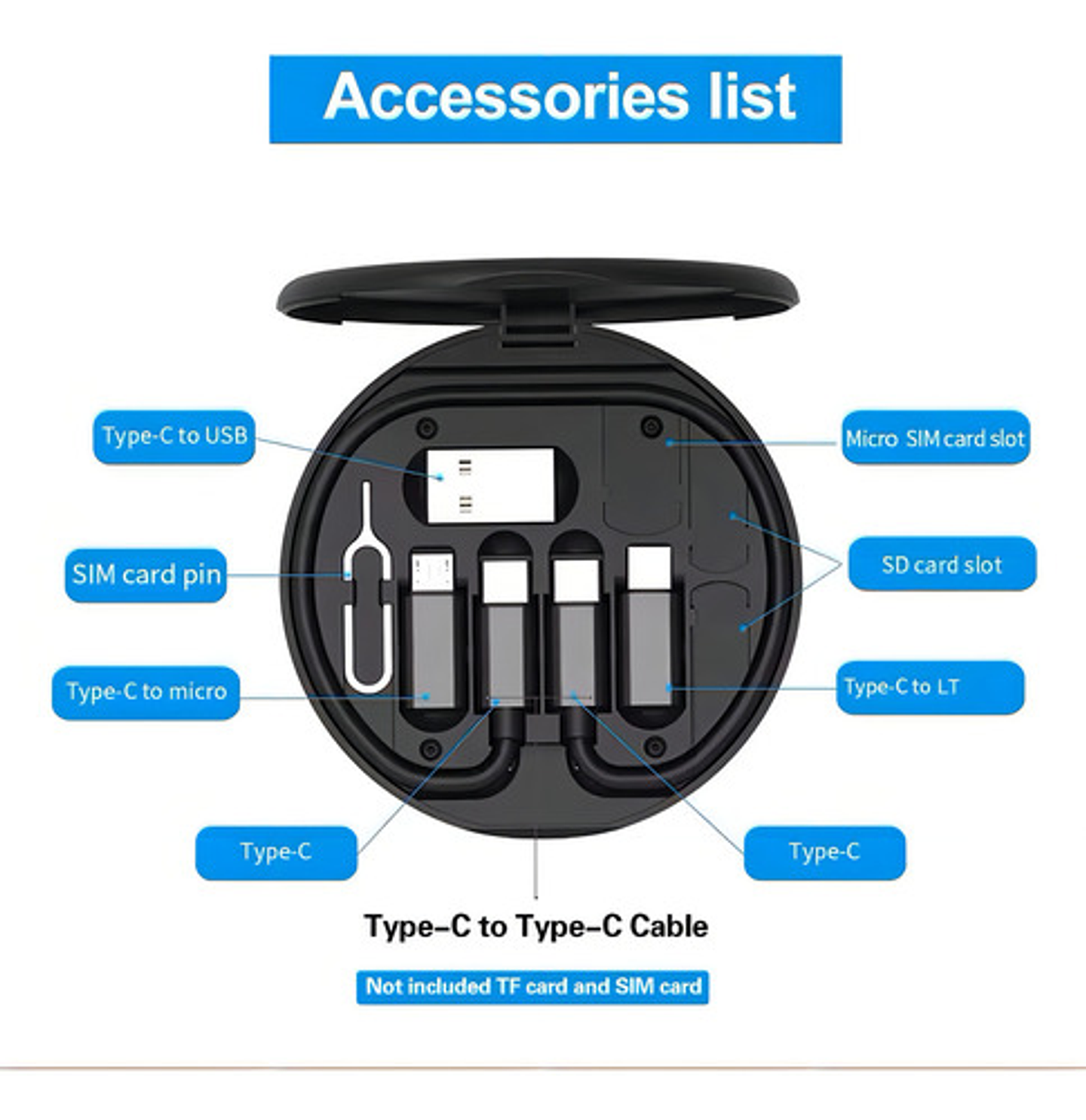 Cable Usb Otg 6 En 1 Tipo C + 3 Adaptadores, Carga Y Datos 5