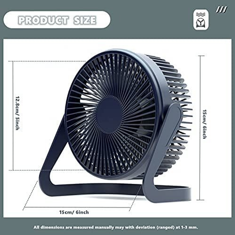 Mini Ventilador De Mesa Usb 6 Silencioso Portátil Ideal Turquesa 2