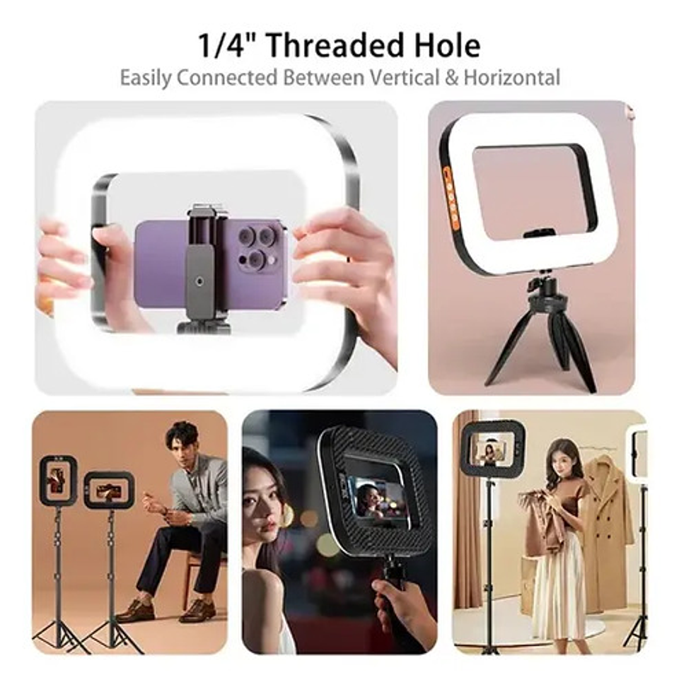 Aro Luz Led Inalámbrico Portátil Recargable De Fotos Videos 4