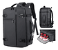 Mochila Viaje Puou Negro Impermeable Expandible 40l Porta Laptop 16  Liso - Miniatura 2