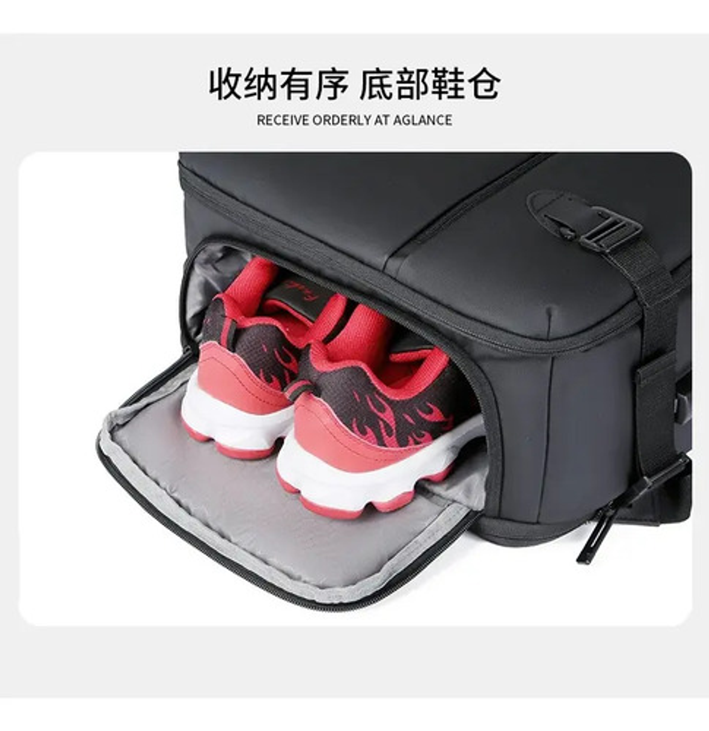 Mochila Viaje Puou Negro Impermeable Expandible 40l Porta Laptop 16  Liso 3