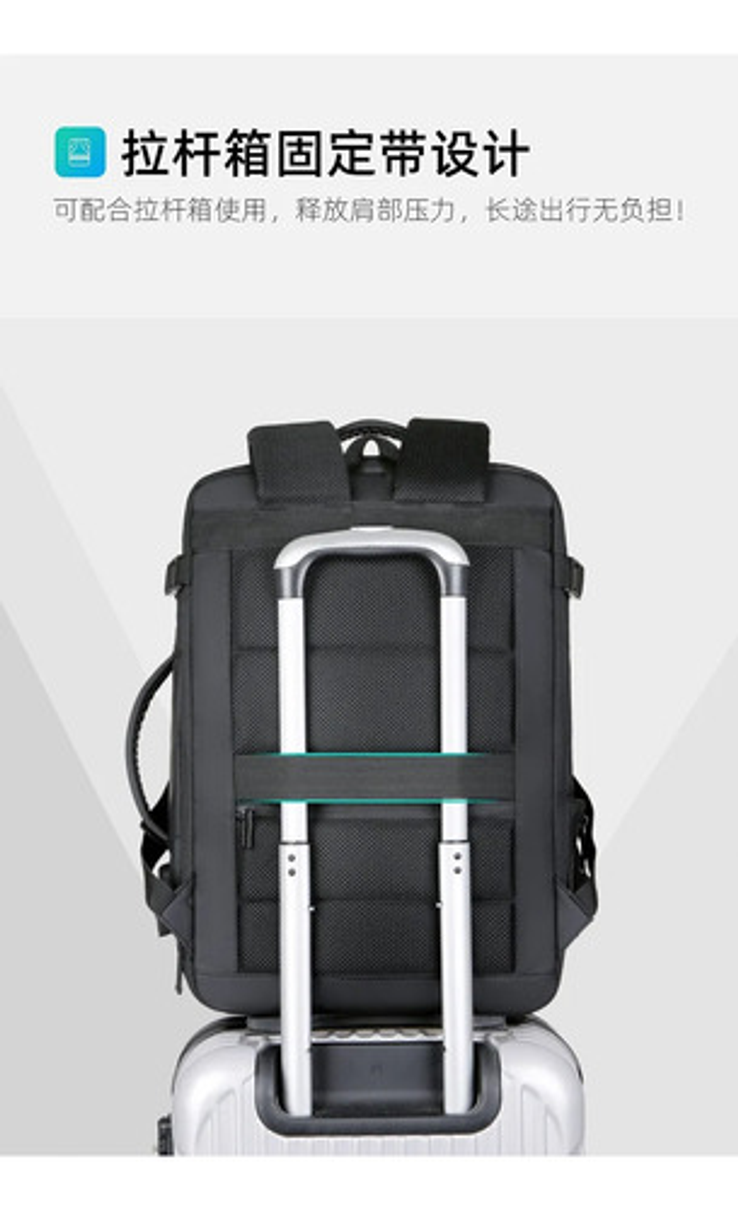 Mochila Viaje Puou Negro Impermeable Expandible 40l Porta Laptop 16  Liso 8