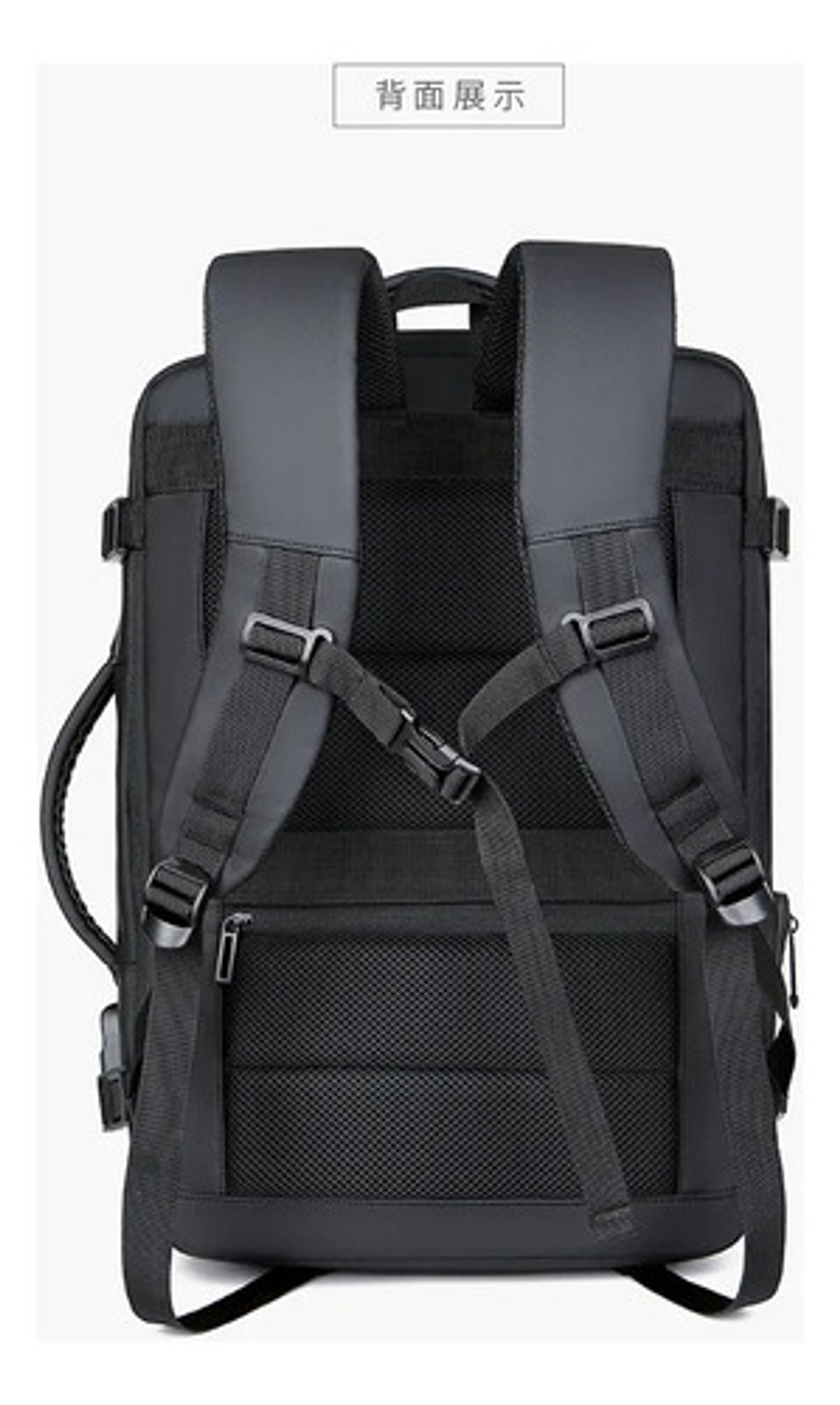 Mochila Viaje Puou Negro Impermeable Expandible 40l Porta Laptop 16  Liso 9