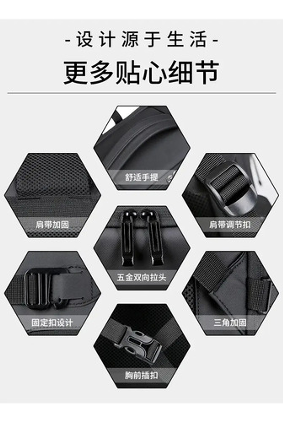 Mochila Viaje Puou Negro Impermeable Expandible 40l Porta Laptop 16  Liso 10