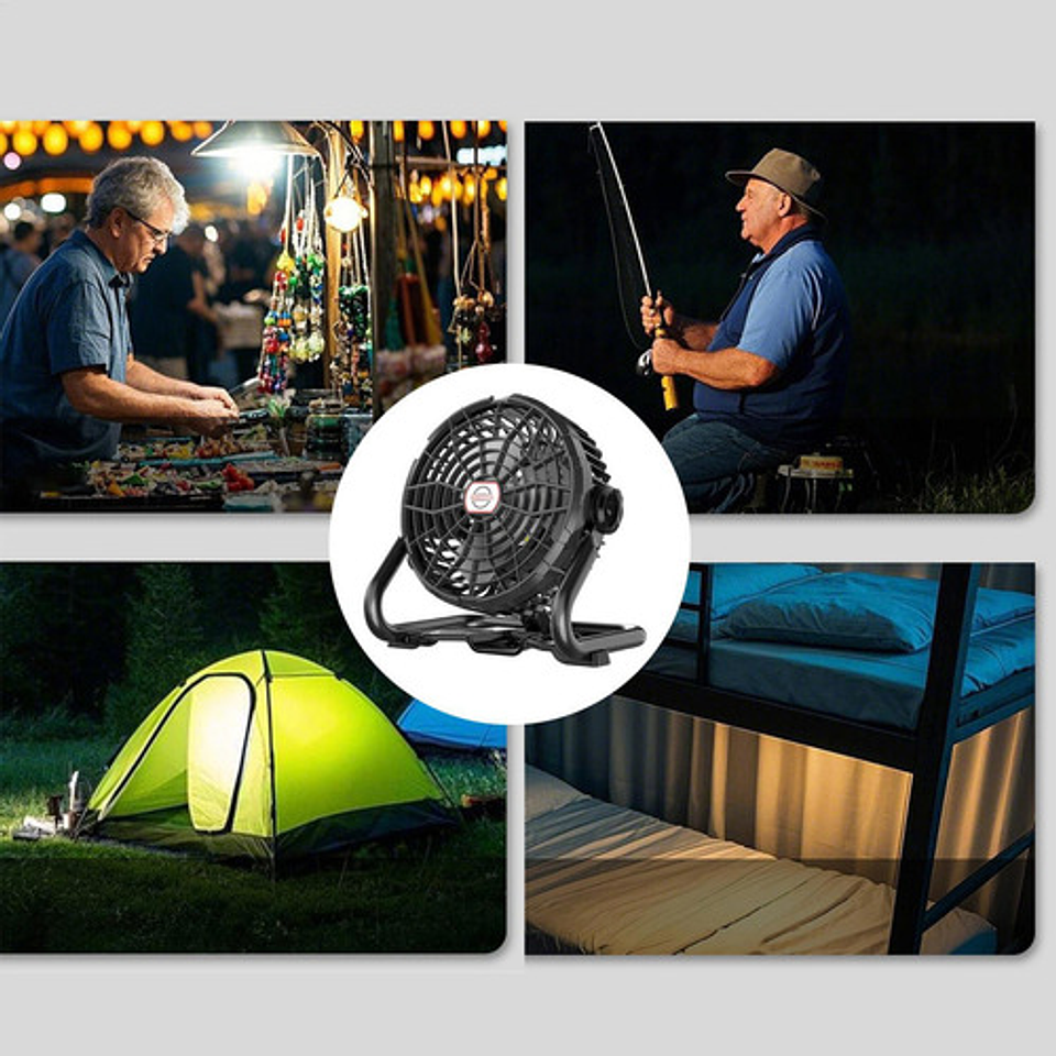 Ventilador Escritorio Inalámbrico Led Usb Camping 4400mah 6