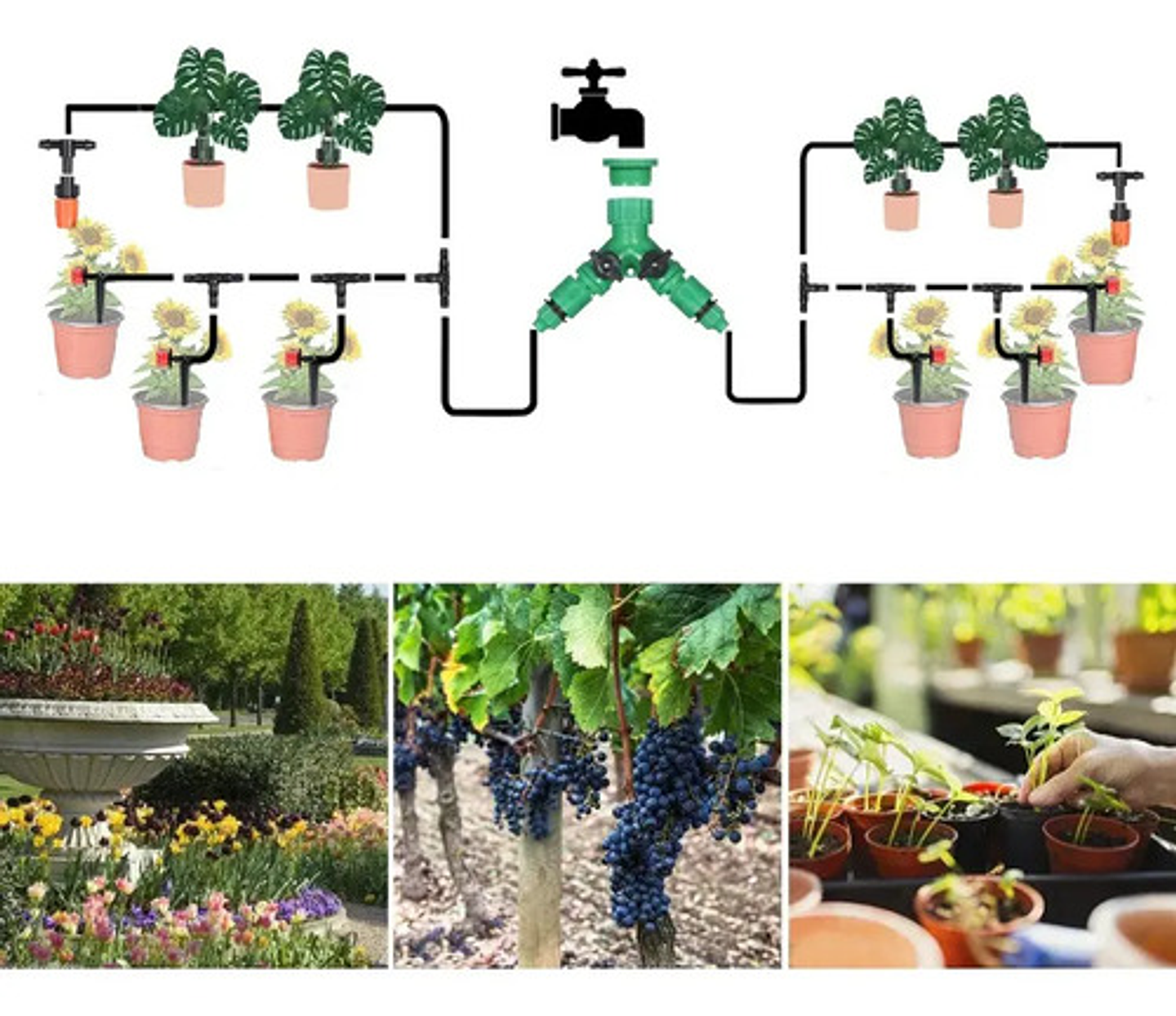 Kit De Riego Sistema Automático Goteo 40m 164pcs 2
