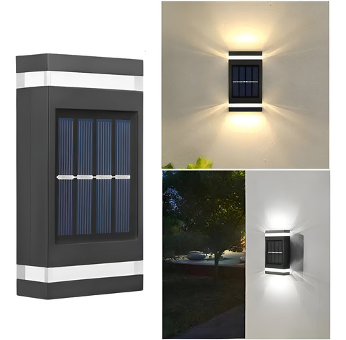 Foco Aplique Solar Led Exterior Thek Luz Cálida Ip65 Para Pared Negro 1