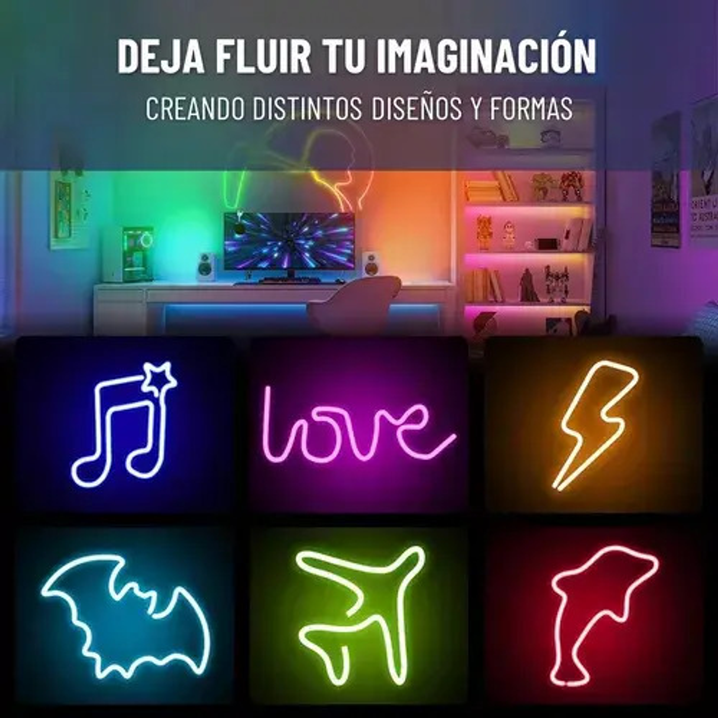 Tira Luz Led Neon 5 Mts Rgb Configurable Bluetooth 3