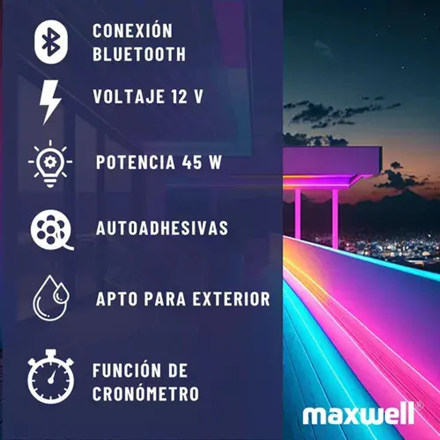 Tira Luz Led Neon 5 Mts Rgb Configurable Bluetooth 5