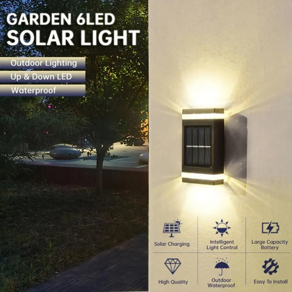 Foco Aplique Solar Led Exterior Thek Luz Cálida Ip65 Para Pared Negro 5