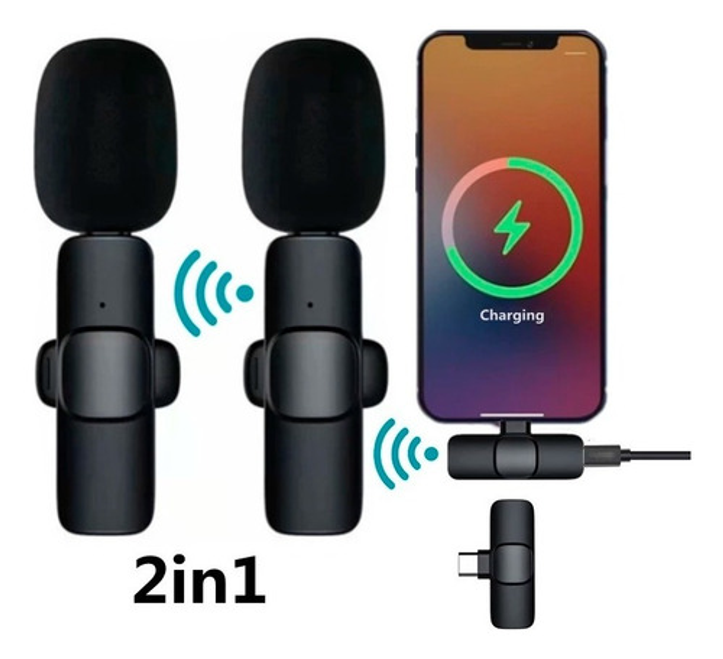 Micrófono Lavalier Inalámbrico Usb-c Para Pc Y Tablet Condensador Negro 2