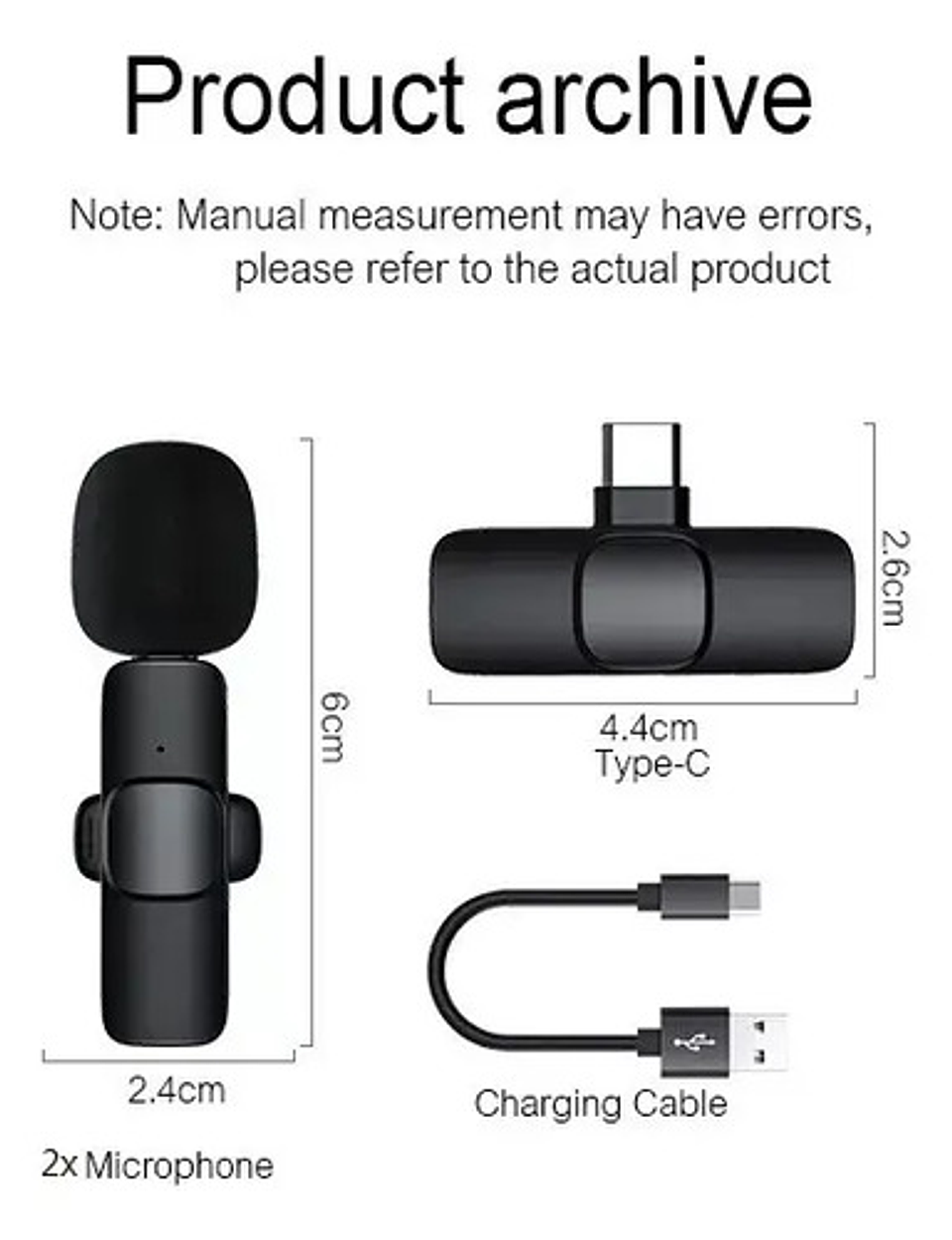 Micrófono Lavalier Inalámbrico Usb-c Para Pc Y Tablet Condensador Negro 3