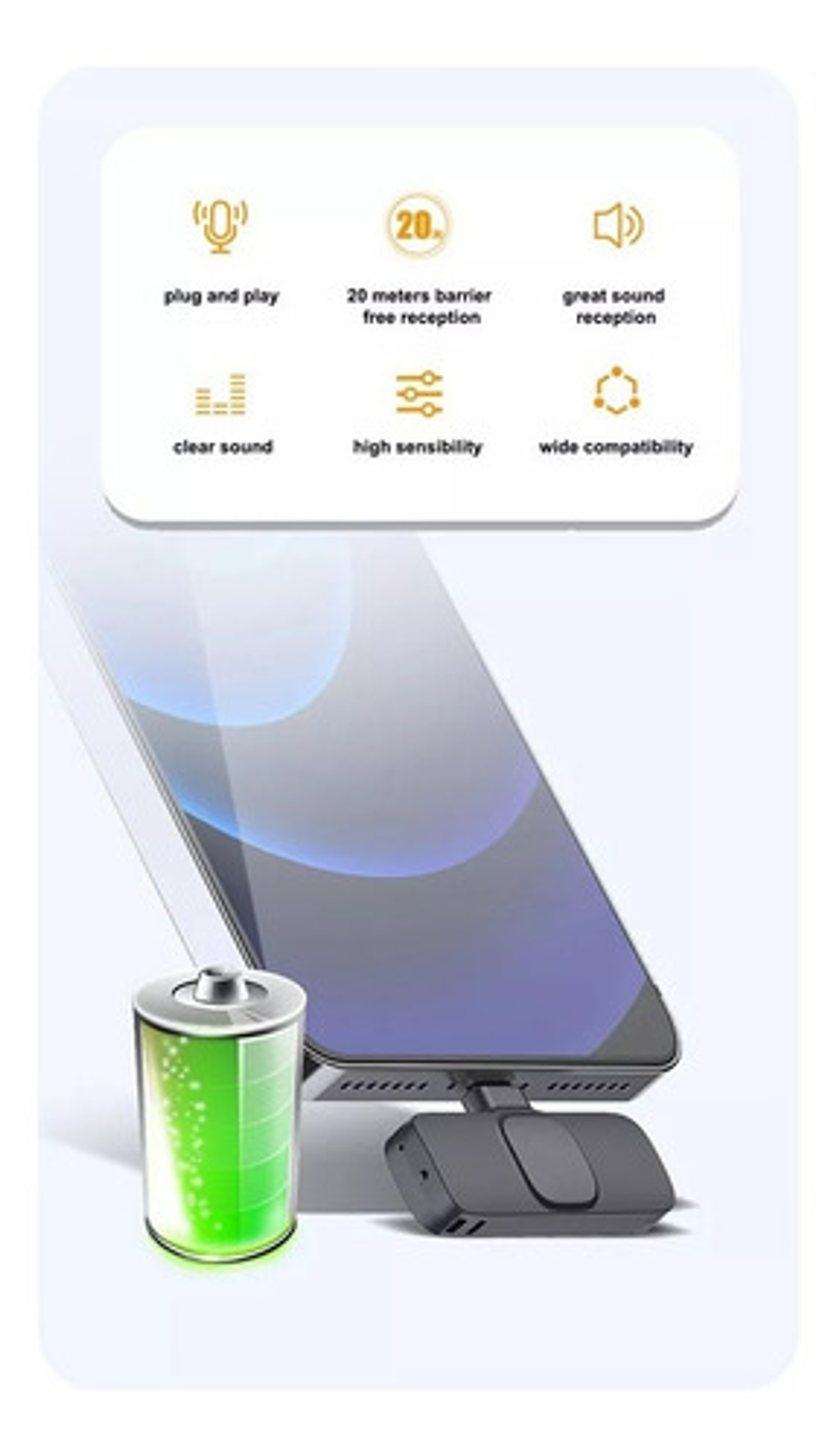 Micrófono Lavalier Inalámbrico Usb-c Para Pc Y Tablet Condensador Negro 8