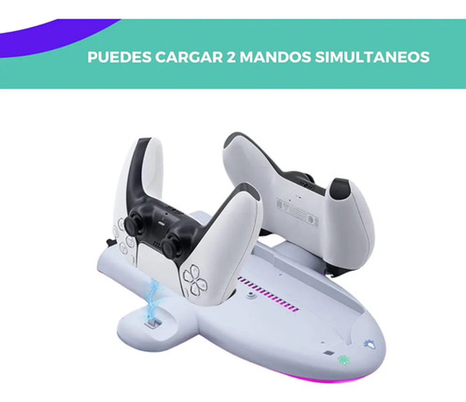 Base Soporte Para Ps5 Slim Estacion De Carga Luces Rgb Touch 3