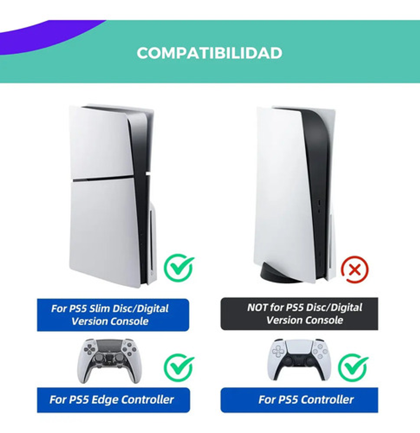 Base Soporte Para Ps5 Slim Estacion De Carga Luces Rgb Touch 4